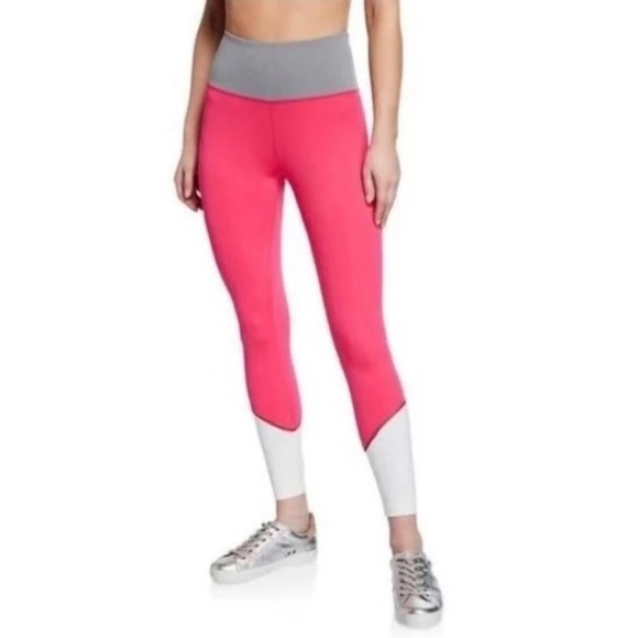 KATE SPADE Colorblock Leggings High Rise Waist Activewear Pink Gray White Large - Picture 16 of 16